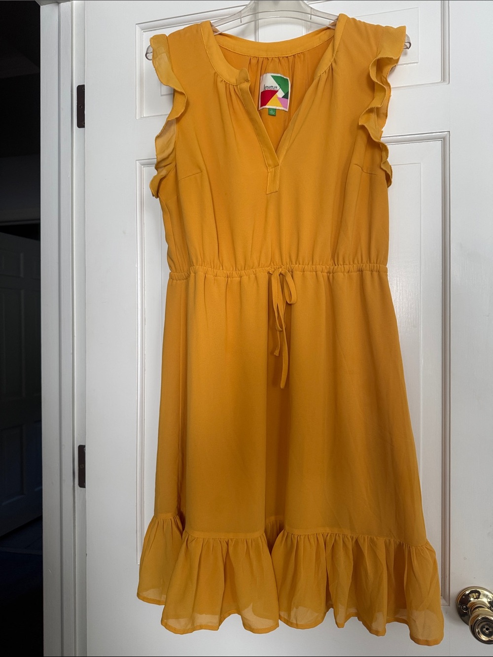 Women’s Yellow Ruffle Hem Dress